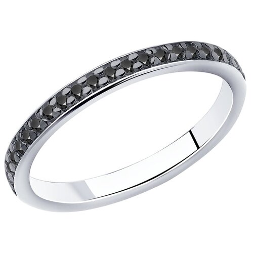 Кольцо SOKOLOV, серебро, 925 проба, родирование, фианит, размер 20.5, черный серебряное кольцо с чёрными кристаллами swarovski 94012428 21