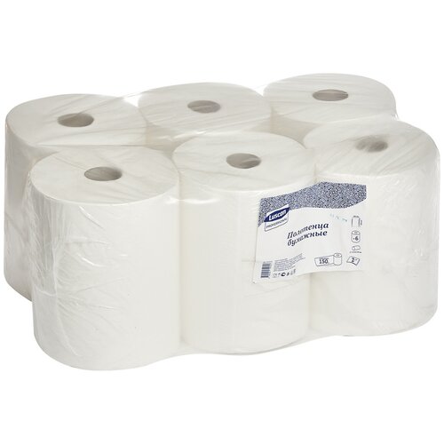 Купить Бумажные полотенца для диспенсеров LUSCAN PROFESSIONAL 2-слойные 6 рулонов по 150 метров (арт.613119), белый, первичная целлюлоза, Туалетная бумага и полотенца