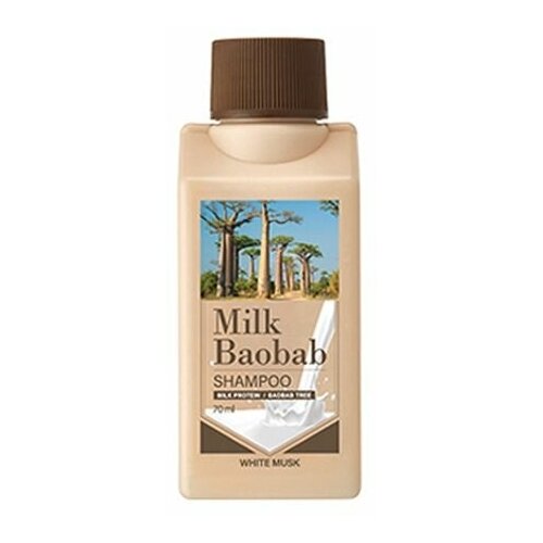 Шампунь для волос с ароматом белого мускуса Milk Baobab Shampoo White Musk Travel Edition, 70 мл