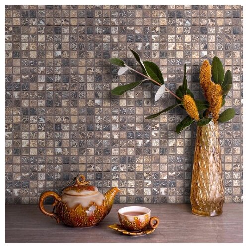 Мозаика из мрамора Natural Mosaic 4M022-15T-(Emperador-Dark) 4 мм коричневый темный квадрат матовый - фотография № 12