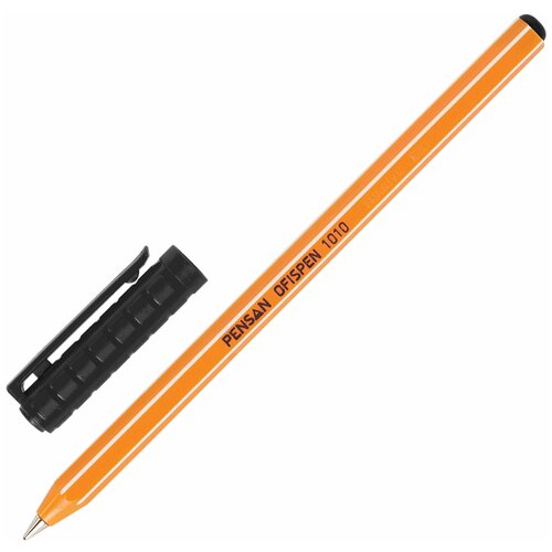 Ручка шариковая масляная PENSAN "Officepen 1010", черная, корпус оранжевый, узел 1 мм, линия письма 0,8 мм, 1010/60