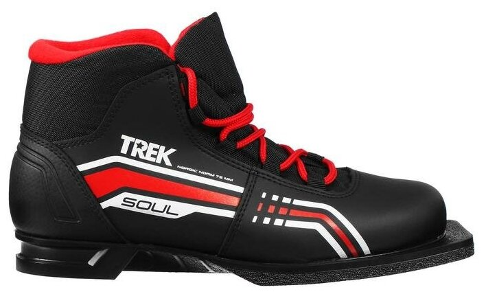 Ботинки лыжные ТRЕК Soul, NN75, искуственная кожа, цвет чёрный/красный, лого белый, размер 32