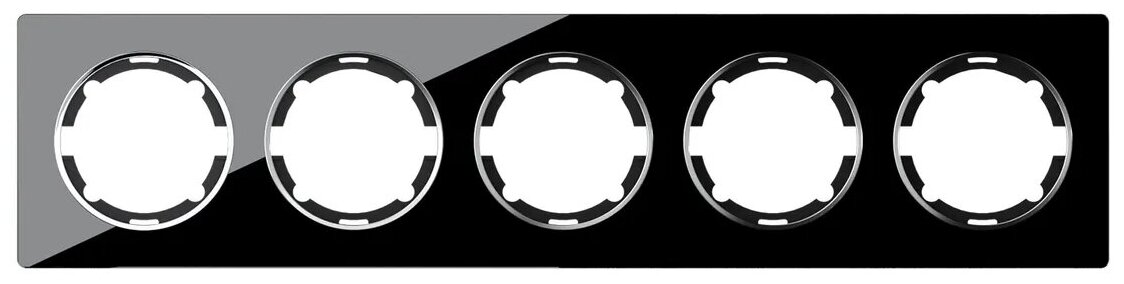 Рамка стеклянная OneKeyElectro Garda (для серии Florence) 5 постов, горизонтальная, цвет чёрный