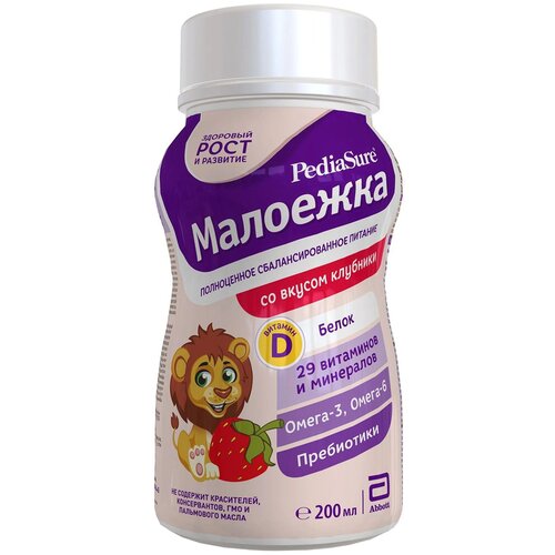 Смесь Pediasure (Abbott) Малоежка жидкая со вкусом клубники, от 1 года до 10 лет, 200 г, 200 мл