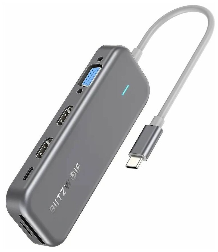 USB-Хаб BlitzWolf BW-TH11 11 in 1 USB-C Data Hub Dual HDMI Ports Grey