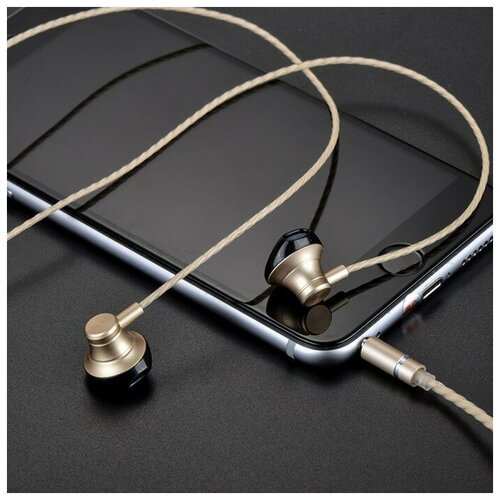 Наушники Hoco M18 проводные вкладыши микрофон jack 35 mm 12 м золотистыеВ упаковке шт 1 79800₽
