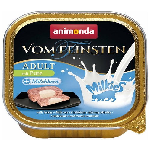 Корм для кошек ANIMONDA Vom Feinsten + Milkies Adult с индейкой и молочной начинкой ламист. 100г (упаковка - 32 шт)