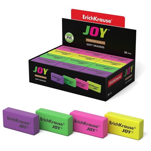 Ластик ErichKrause JOY (в коробке по 36 шт.) ластик erichkrause joy rainbow мягкий гипоаллергенный 36 шт