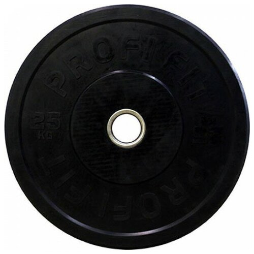 фото Диск для штанги каучуковый, черный, profi-fit d-51, 25 кг