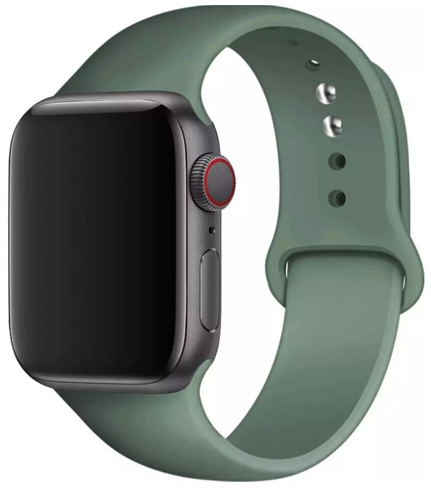 Силиконовый ремешок для Apple Watch 42/44/45 mm, темно-зеленый , размер s/m