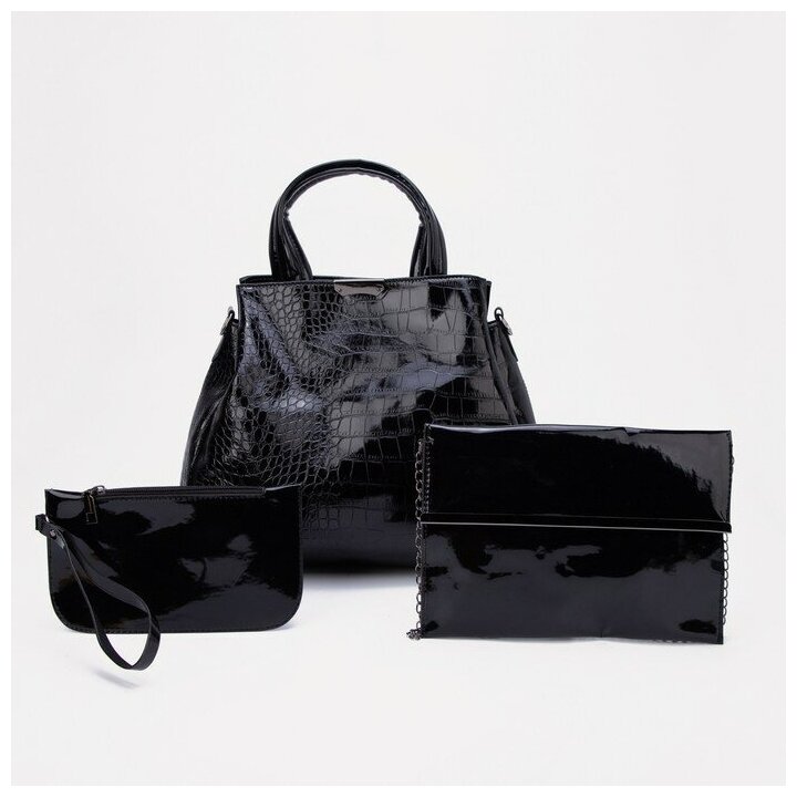 Набор сумок на молнии, цвет чёрный - фотография № 1