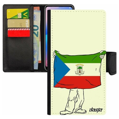 фото Чехол книжка на мобильный iphone 8 plus, "флаг гвинеи экваториальной с руками" патриот utaupia