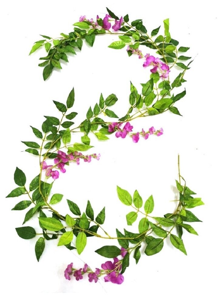 Искусственная Лиана с цветами глицинии / Искусственные растения для декора / декор для дома