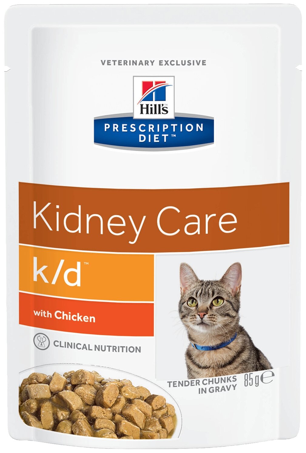 Влажный корм для кошек Hill's Prescription Diet k/d, при проблемах с почками, с курицей 12 шт. х 85 г (кусочки в соусе) - фотография № 1