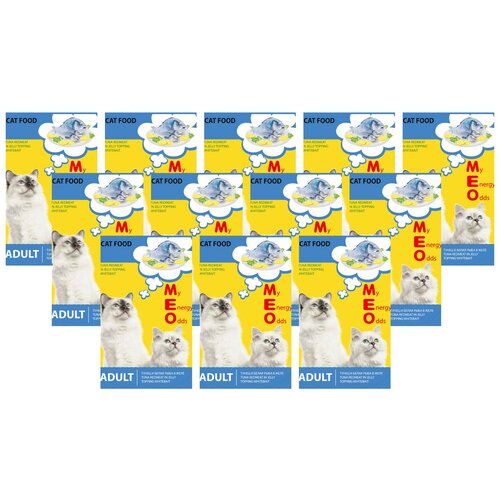 Me-O консервы пауч для кошек Тунец и белая рыба в желе №10 80г х 12 шт