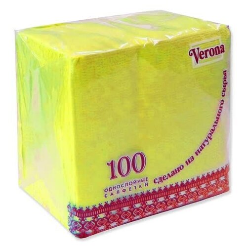 Салфетки бумажные 1сл. Verona 100 шт, (24*24), желтые