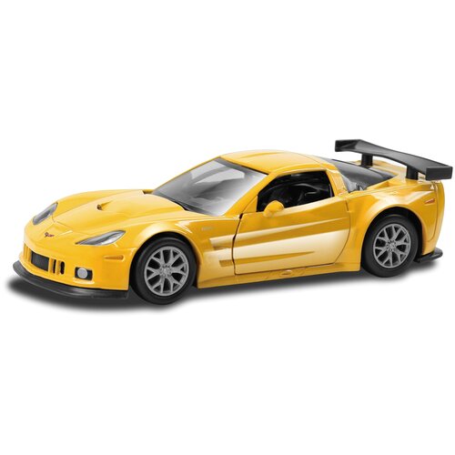 Машинка металлическая Uni-Fortune RMZ City 1:32 Chevrolet Corvette C6-R, инерционная, цвет желтый ме металлическая машинка 1 34 1 39 chevrolet corvette 1982г желтый 43716d welly