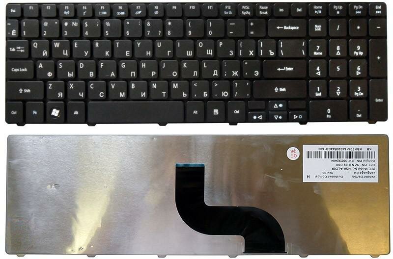 Клавиатура для Acer PK130B73017, Чёрная, Матовая