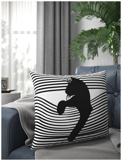 Подушка декоративная Gustav House из габардина Черная кошка 40x40 см