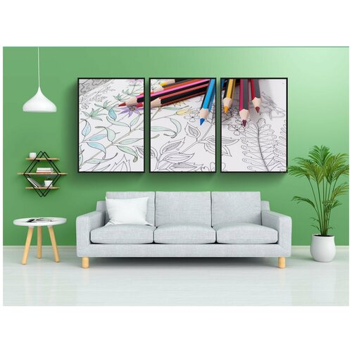 фото Модульный постер "карандаш, рисование, книга" 180x90 см. из 3х частей в тубусе, без рамки lotsprints