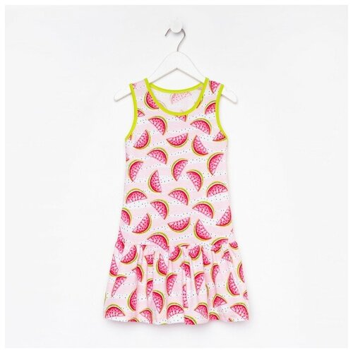 Платье для девочки, цвет розовый/арбузы, рост 128 см