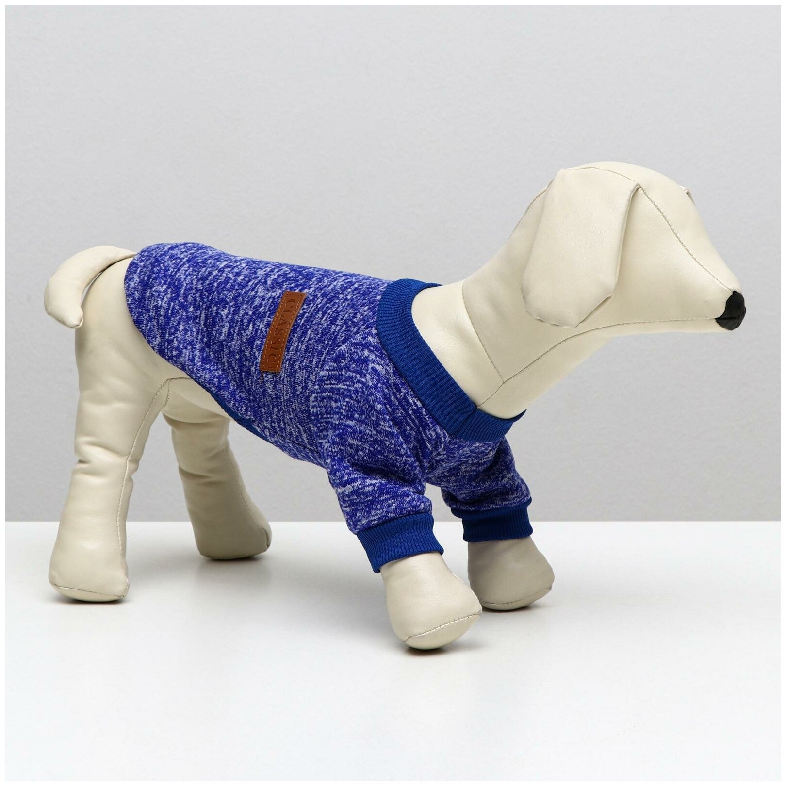 Свитер для собак КНР меланжевый, размер XL, спинка 34, шея 32, грудь 50 см, синий (GG-1) - фотография № 1