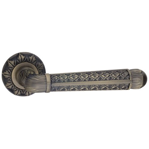 Ручка дверная межкомнатная на круглой розетке Альбино, бронза античная матовая