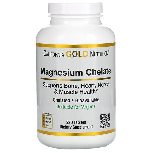 Капсулы California Gold Nutrition Magnesium Chelate, 270 шт.
