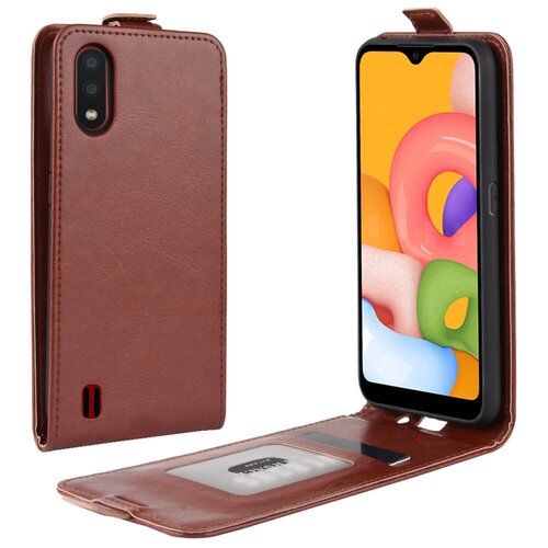 фото Чехол-флип mypads для samsung galaxy a01 sm-a015f (2020) вертикальный откидной коричневый
