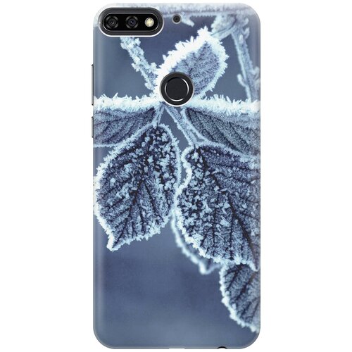 фото Силиконовый чехол на huawei y6 prime (2018) / honor 7c / honor 7a pro / хуавей у6 прайм 2018 / хонор 7а про / хонор 7с с принтом "замерзшие листочки gosso