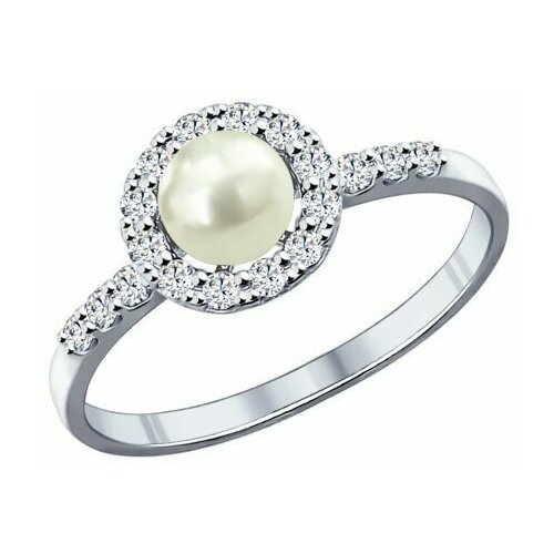 фото Кольцо наборное sokolov, серебро, 925 проба, родирование, фианит, размер 17, серебряный