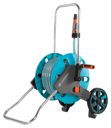 Тележка для шланга Gardena CleverRoll M голубой/серый шланг в компл. 20м (18513-20.000.00) - фото №1