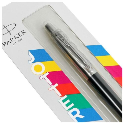 Parker Ручка шариковая Parker Jotter Plastic K60, CT, M, 1.0 мм, корпус пластик/ нержавеющая сталь, чёрный, синие чернила