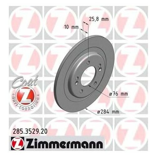 фото Тормозной диск zimmermann 285.3529.20 для hyundai i30; kia ceed, pro ceed jd