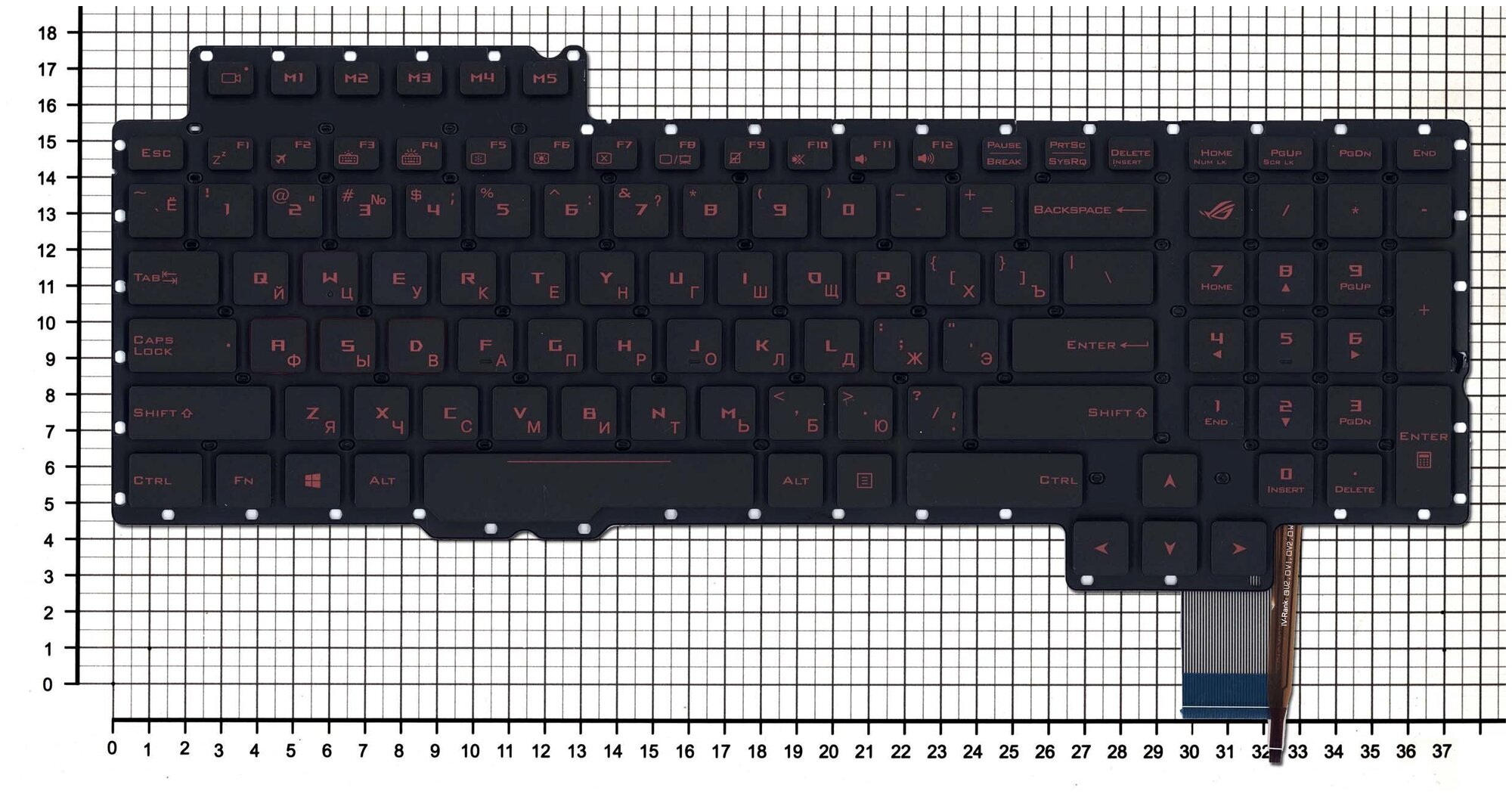 Клавиатура для ноутбука Asus ROG G752VL черная без рамки красная подсветка