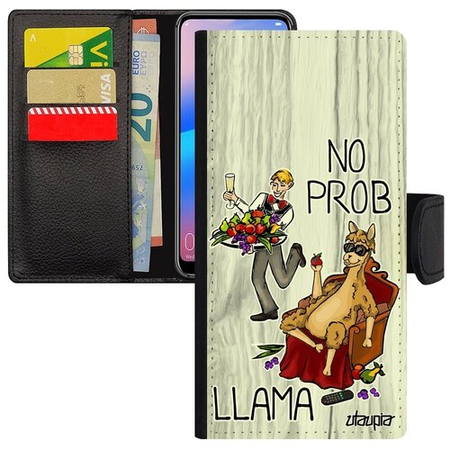 фото Стильный чехол книжка для телефона // huawei p20 pro // "no prob lama" супер лама комикс, utaupia, голубой