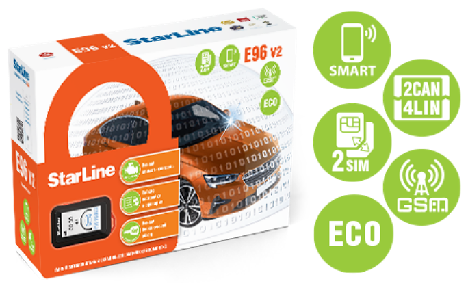 Автосигнализация StarLine E96 v2 BT ECO 2CAN+4LIN 2SIM GSM