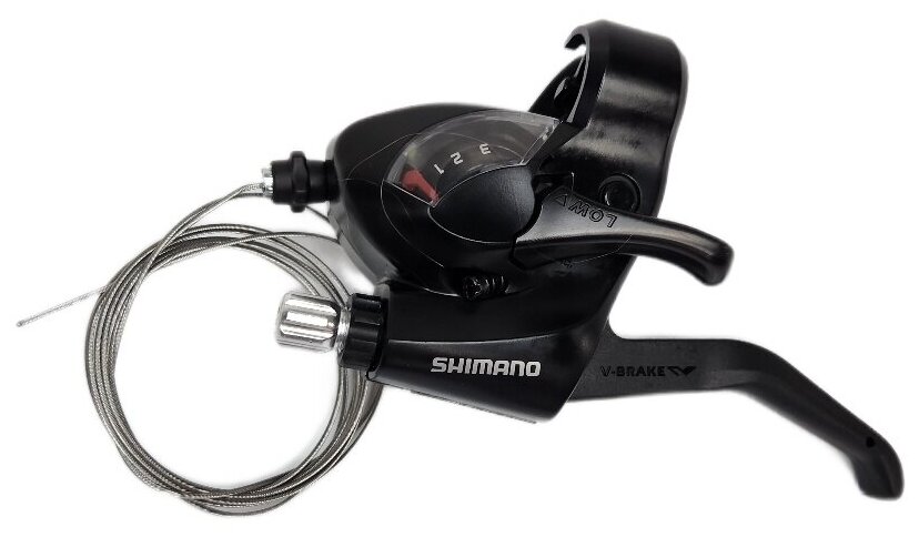 Шифтер велосипедный/тормозная ручка Shimano Tourney EF41 левый, 3 cкорости, трос 1800 мм, черный/590135