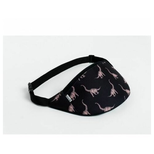 Поясная сумка Край с динозаврами Диплодок, чёрная