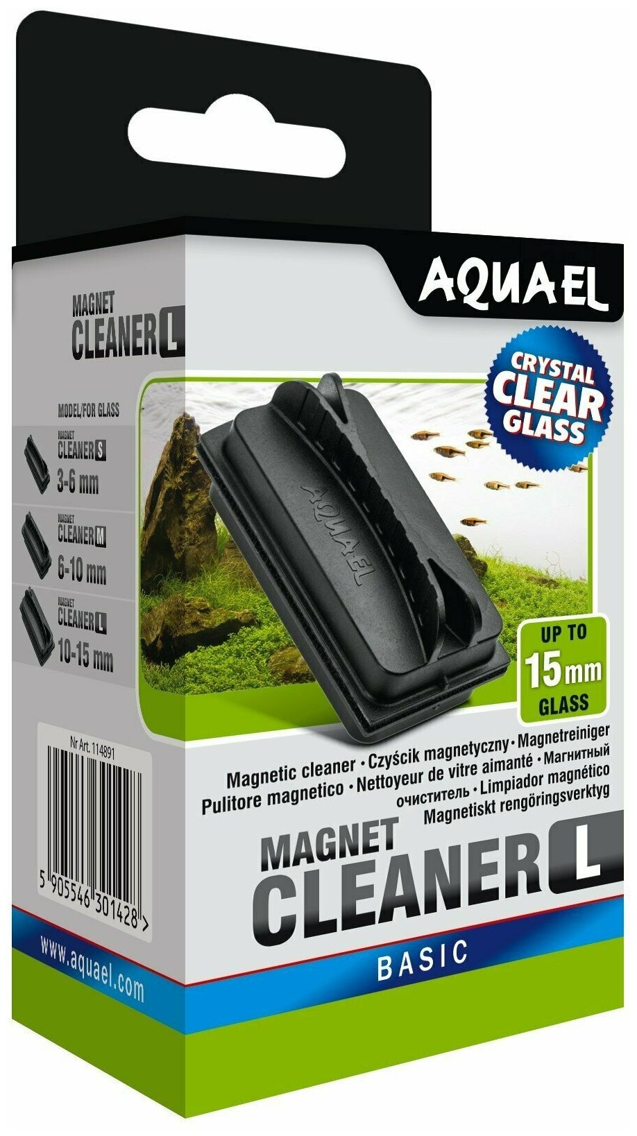 Стеклоочиститель магнитный AQUAEL MAGNET CLEANER L,тонущий, (S = 10 - 15 мм) - фотография № 2