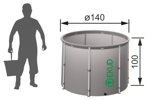 Складная бочка. Емкость для воды EKUD из ПВХ 1500л (с верхним каркасом и крышкой) (Высота 100 см, Диаметр 140 см) - фотография № 8