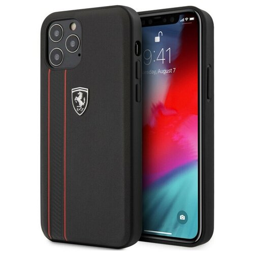 фото Чехол cg mobile ferrari off-track genuine leather stitched stipe hard для iphone 12 pro max, цвет черный (feodihcp12lbk)