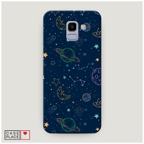 фото Чехол пластиковый samsung galaxy j6 2018 темно-синий космос case place