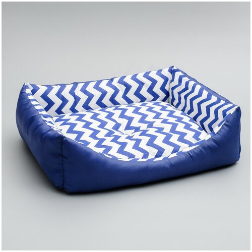 фото Лежанка для кошек, лежак для собак, подушка для кошек собак "зиг-заг", 55 х 45 х 15 см, синяя сима-ленд