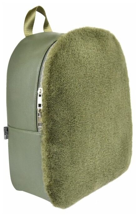 Рюкзак зеленый, искусственная кожа, искусственный мех, одно отделение, 35х26х12 см. (52113) Феникс+ - фото №1