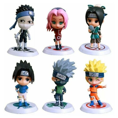 Набор фигурок Naruto 18th gen: Uchiha Sasuke, Naruto, Zabuza, Sakura, Haku, Kakashi / Наруто (7-8см в пакете) 6шт.