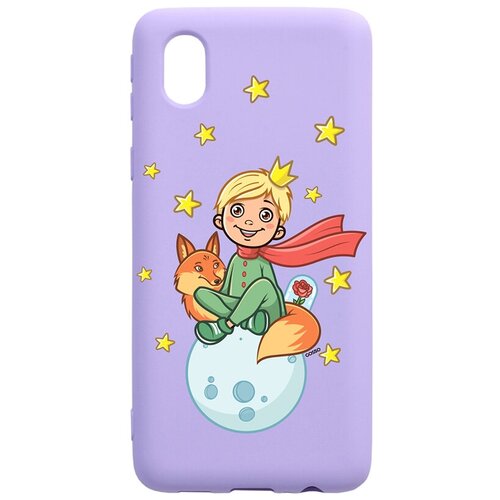 фото Силиконовый чехол-накладка silky touch 3d для galaxy a01 core с принтом "little prince" сиреневый gosso