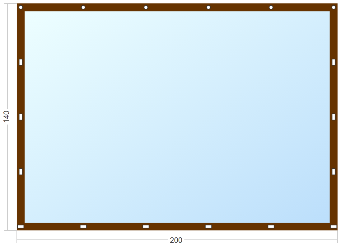 Мягкое окно Софтокна 200х140 см съемное, Скоба-ремешок, Прозрачная пленка 0,7мм, Коричневая окантовка, Комплект для установки - фотография № 3