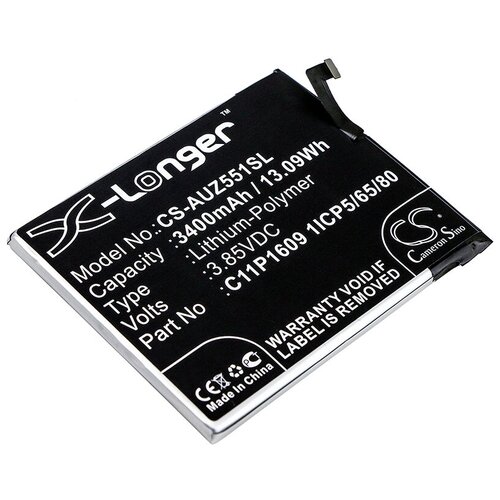 Аккумулятор CS-AUZ551SL C11P1609, C11P1611 для Asus ZenFone 3 Max 5.5 3.85V / 3400mAh / 13.09Wh original replacement phone battery c11p1609 for asus zenfone 3 max 5 5 zc553kl x00dda zenfone 4 max 5 2 zc520kl 4120mah