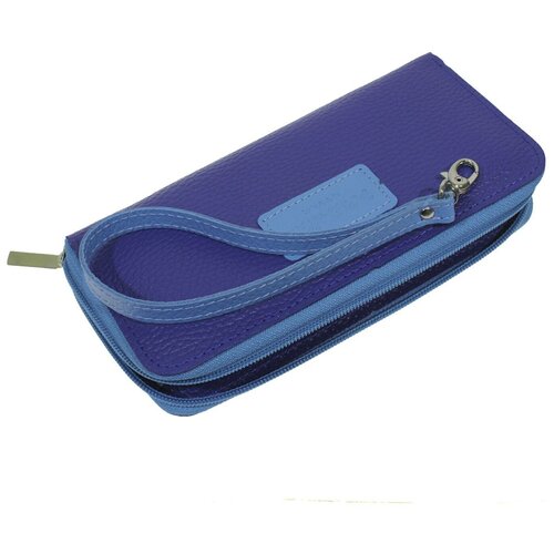 фото Кошелек женский из натуральной кожи, маленький бумажник для денег, портмоне на каждый день синий cro-s-104-329-324 кроко